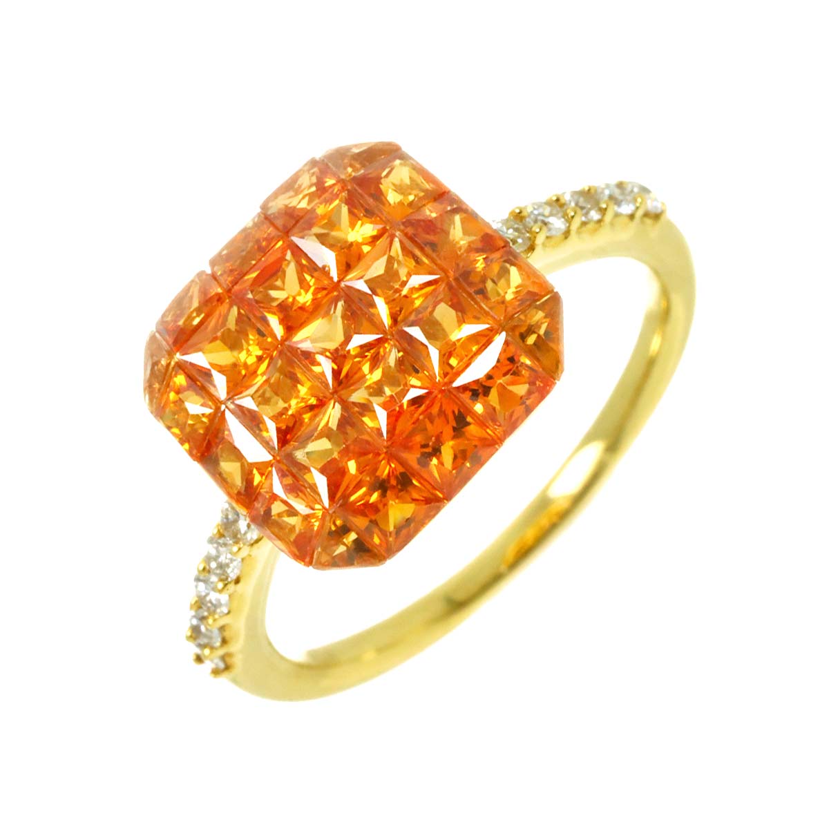 Garnet 1.92ct Diamond 0.14ct Ring 18K YG 750 Size6-6.25(US)