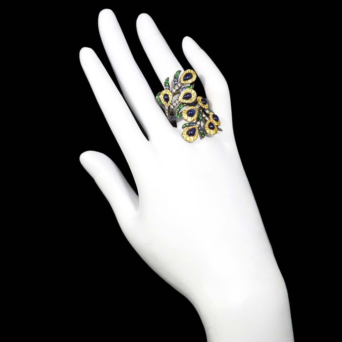 Sapphire Garnet Diamond Necklace Ring Earrings Pierced 18K YG 750