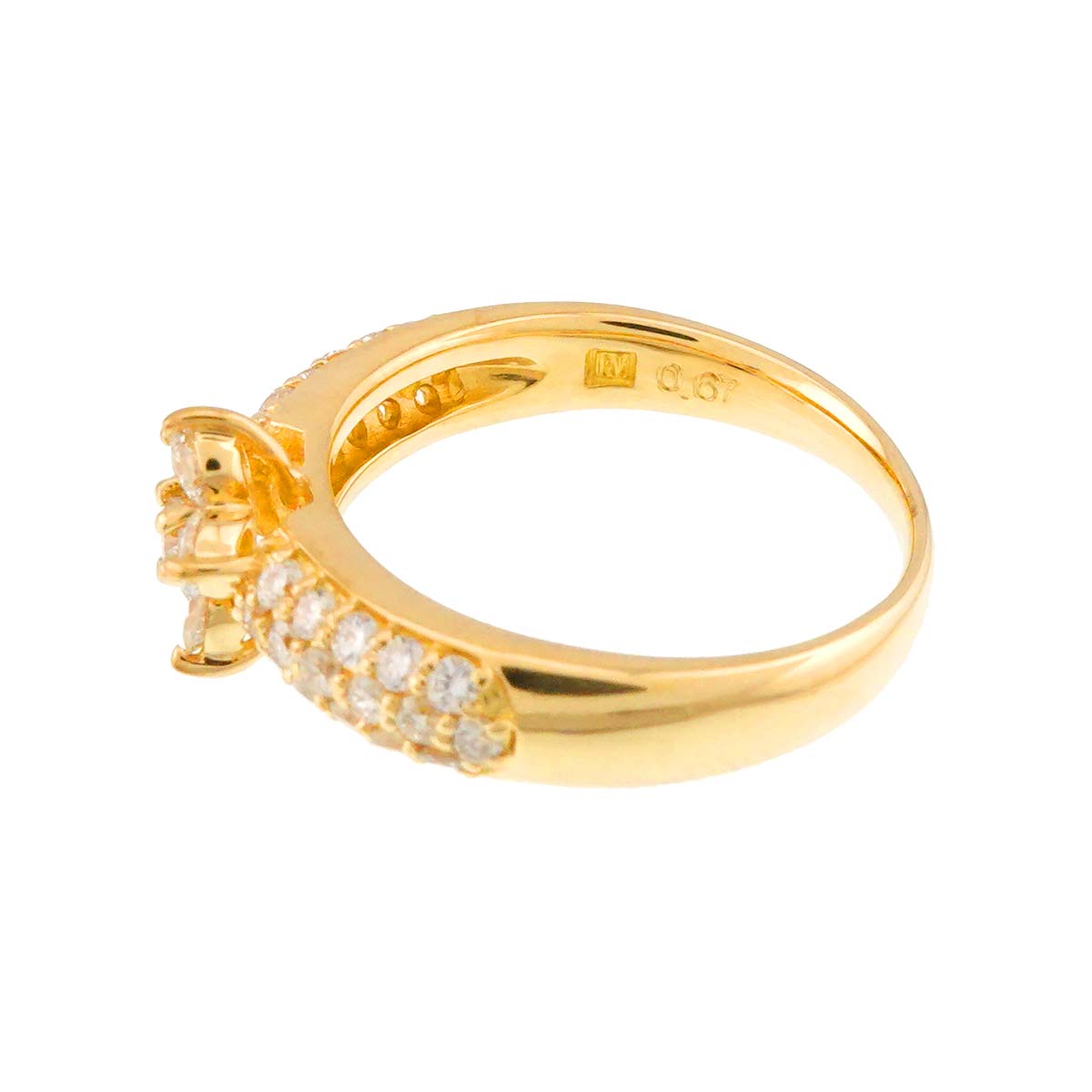 Diamond 0.67ct Ring 18K YG Yellow Gold 750 4.75-5(US)