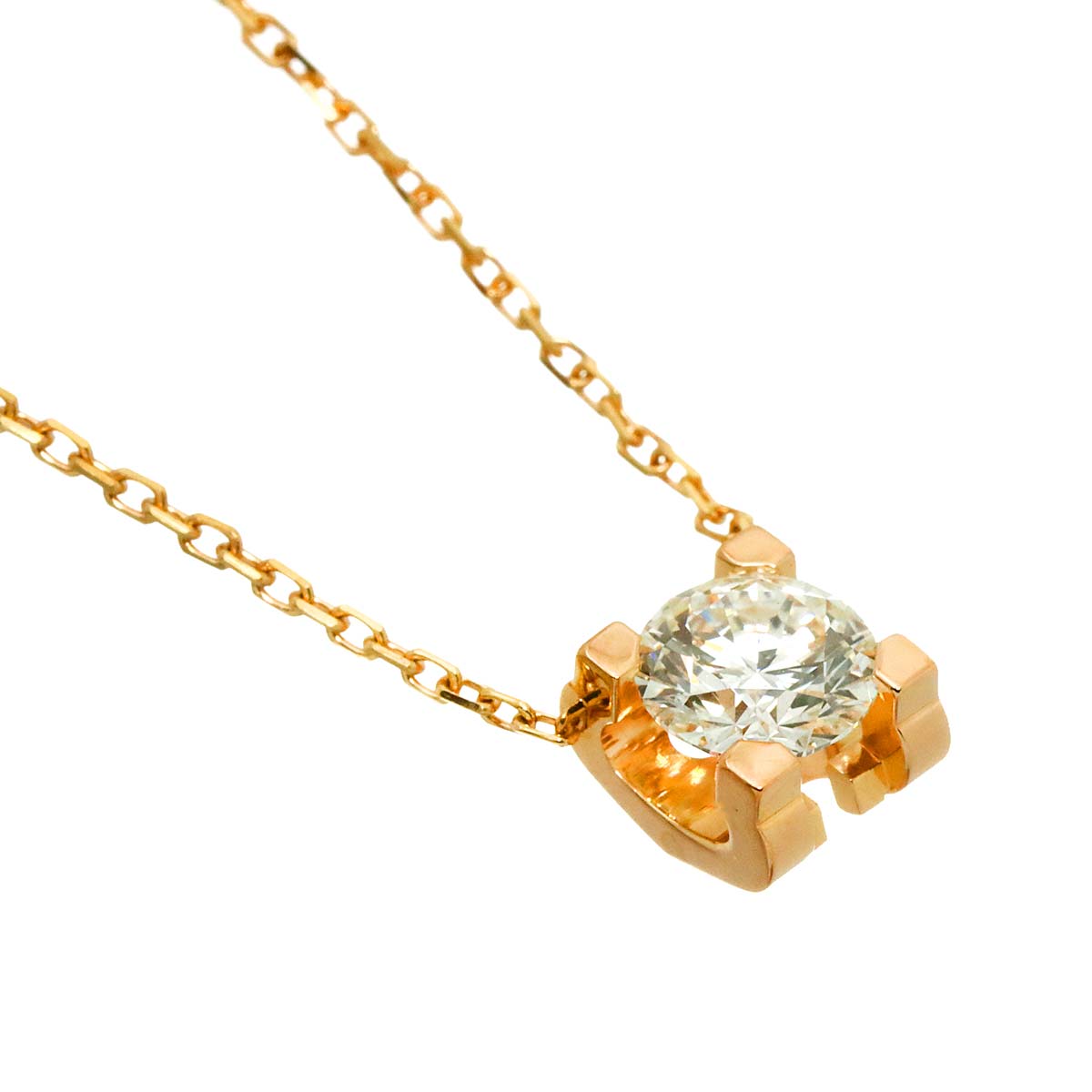 C De Diamond 0.53ct H/VS2/3EX Necklace 18K Pink Gold 750