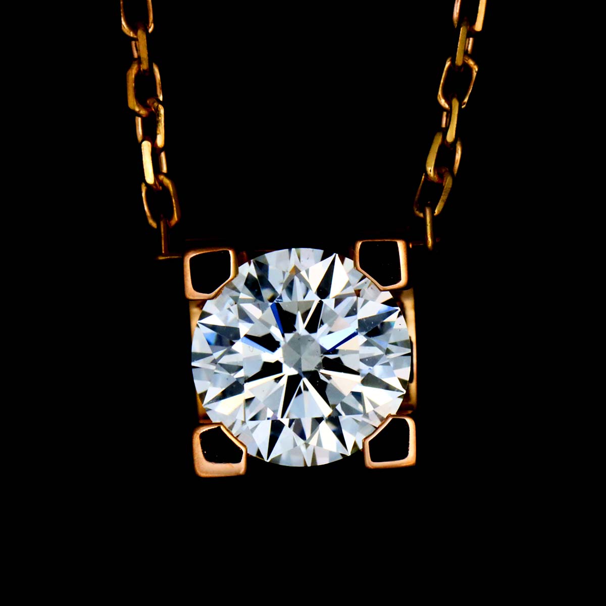 C De Diamond 0.53ct H/VS2/3EX Necklace 18K Pink Gold 750