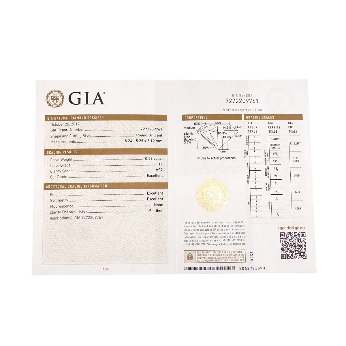 C De Diamond 0.53ct H/VS2/3EX Necklace 18K Pink Gold 750