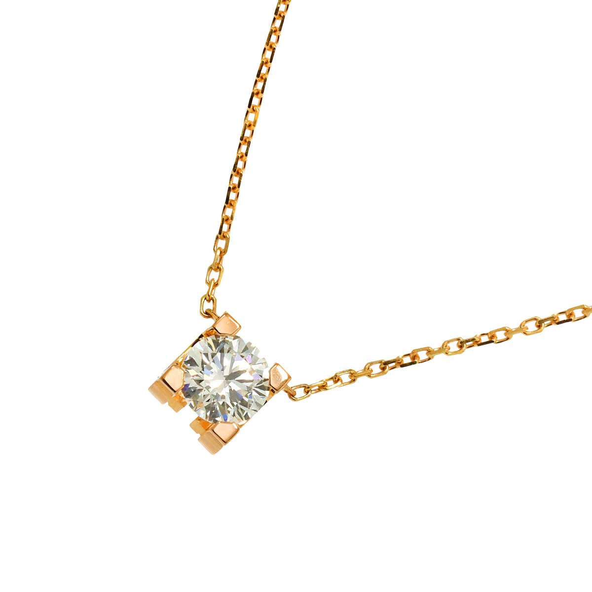C De Diamond 0.53ct H/VS2/3EX Necklace 18K Pink Gold 750