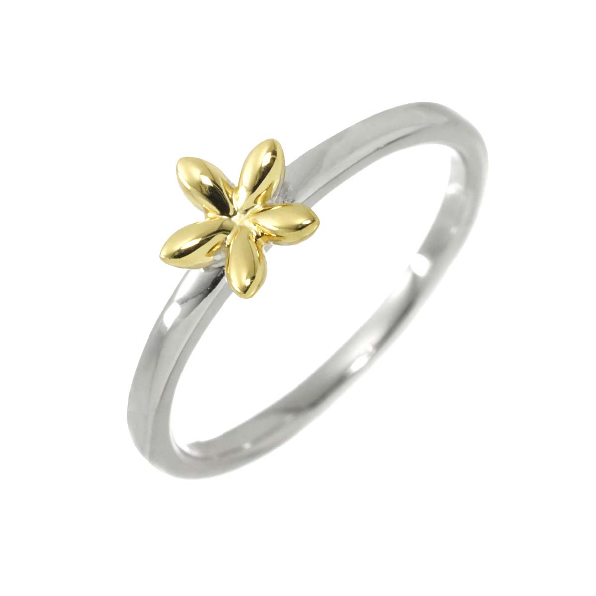 Flower Motif Ring 18K White Gold 750 Size5.75-6(US)