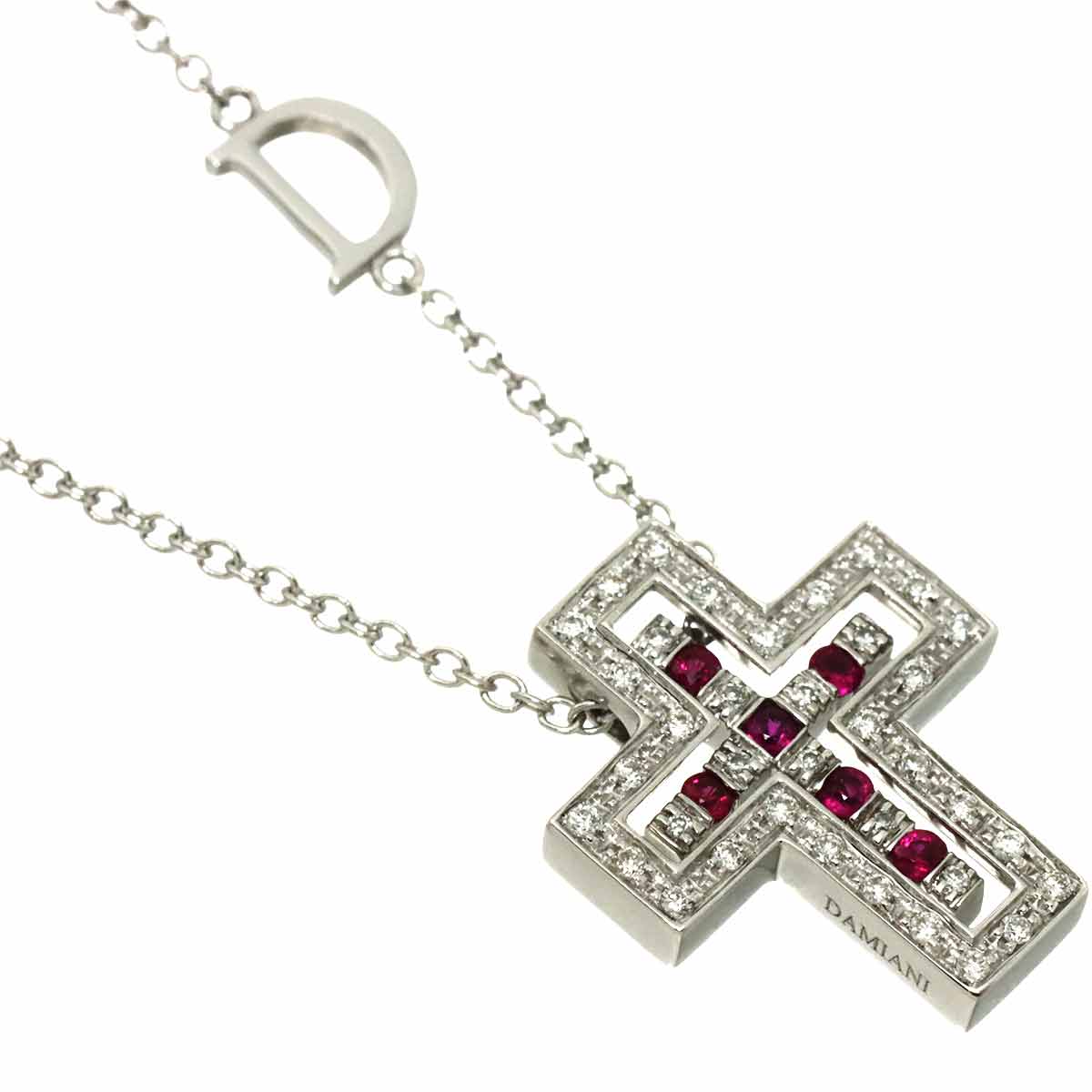 Belle Epoque Diamond Ruby Cross Necklace XXS 18K WG 750