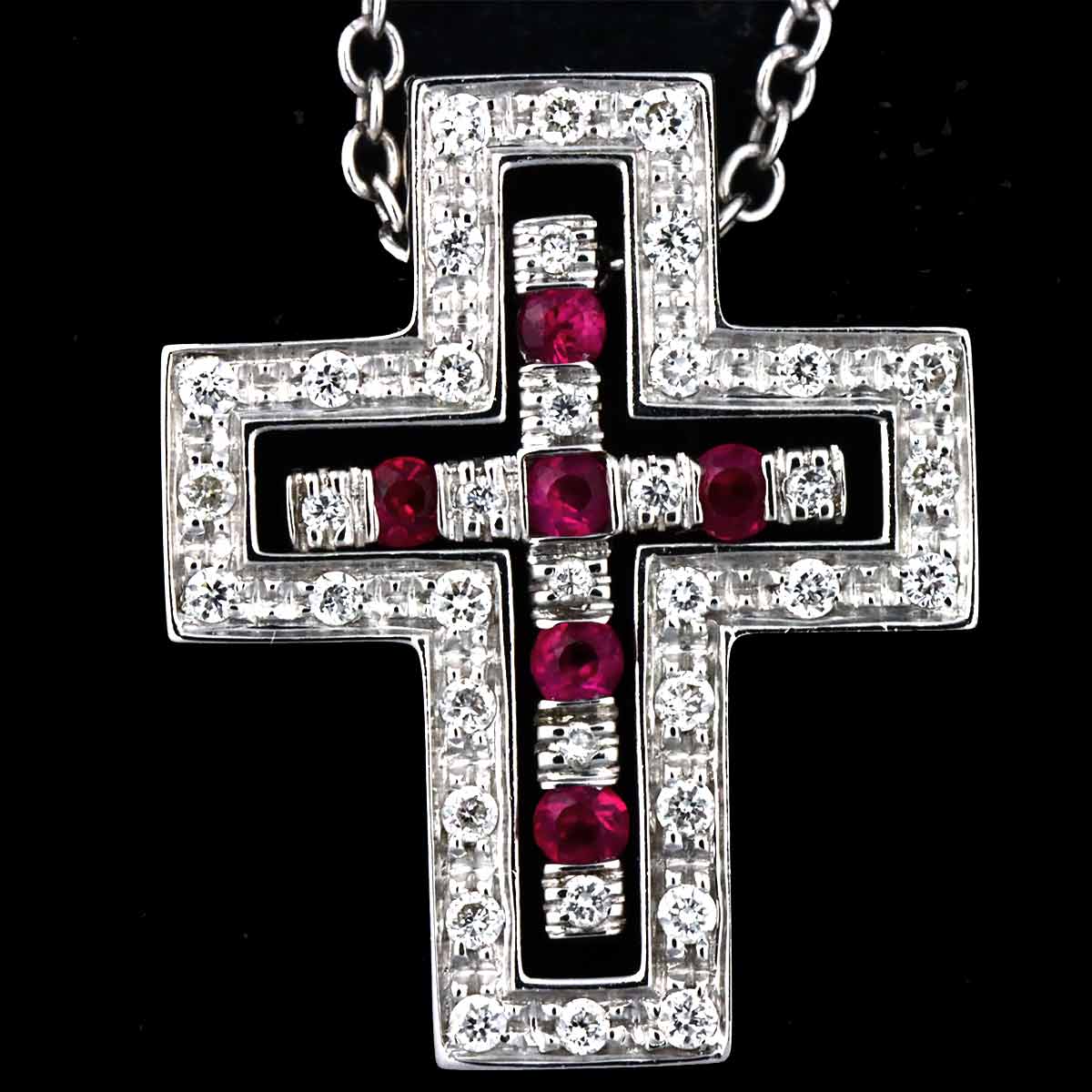 Belle Epoque Diamond Ruby Cross Necklace XXS 18K WG 750