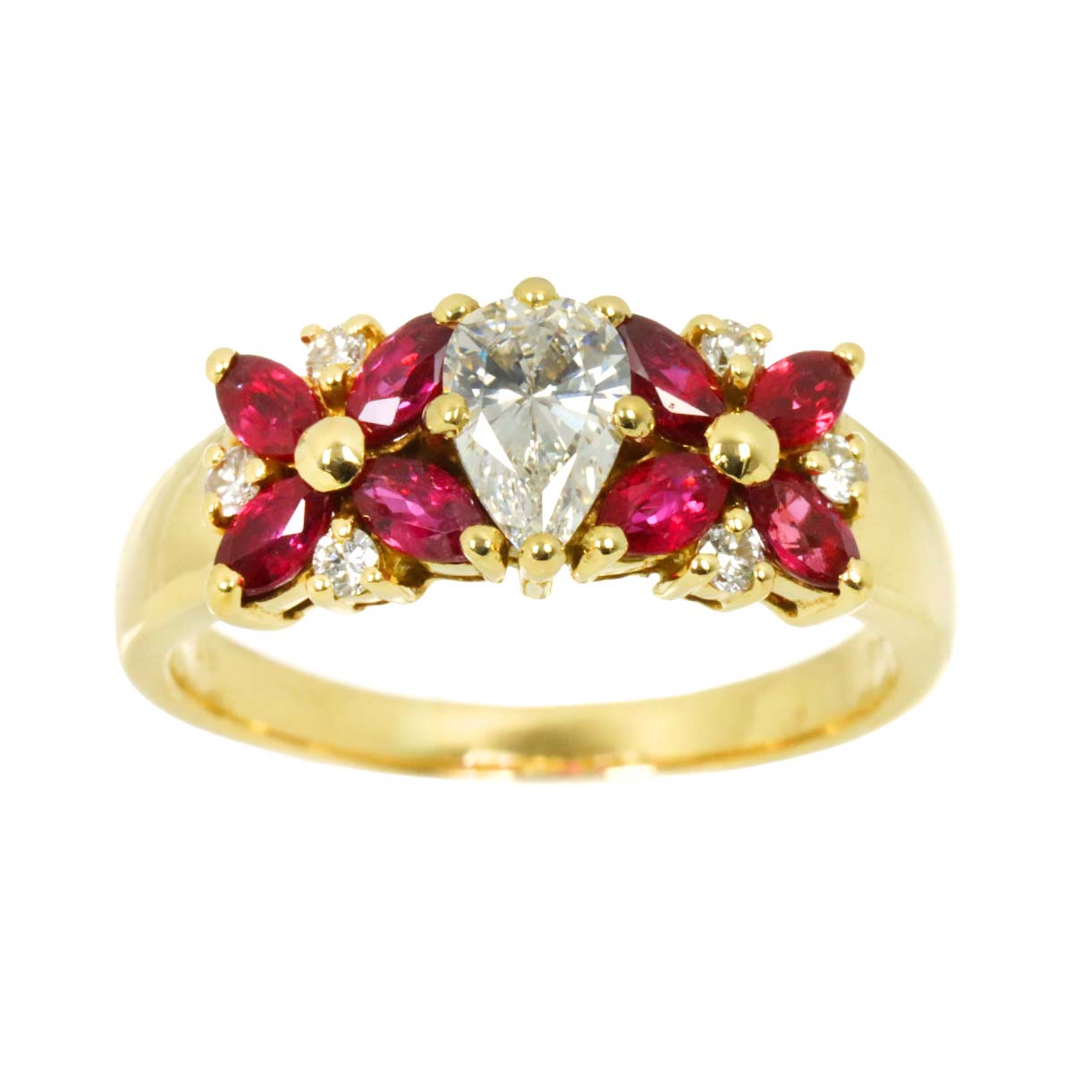 Ruby 1.07ct Diamond 0.70ct Ring 18K YG Size7.5(US)