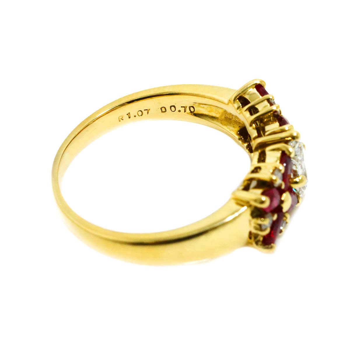 Ruby 1.07ct Diamond 0.70ct Ring 18K YG Size7.5(US)