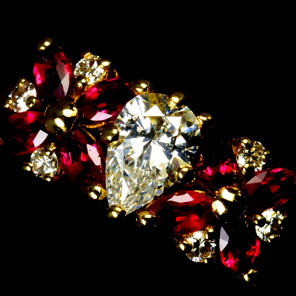 Ruby 1.07ct Diamond 0.70ct Ring 18K YG Size7.5(US)