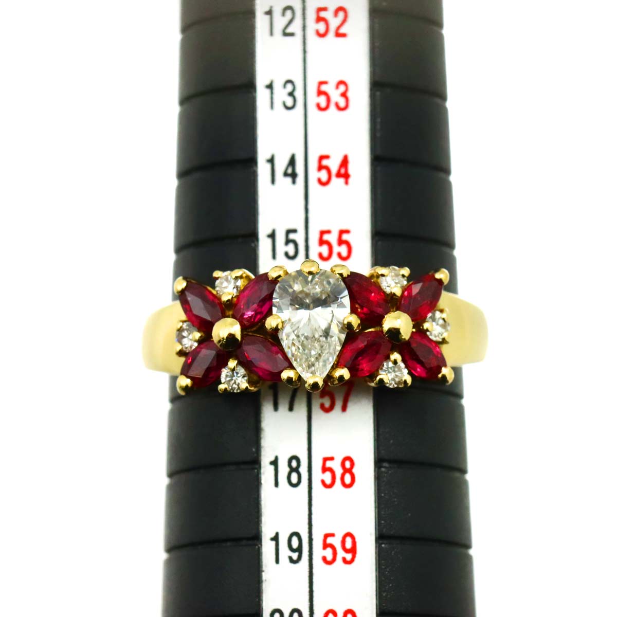 Ruby 1.07ct Diamond 0.70ct Ring 18K YG Size7.5(US)