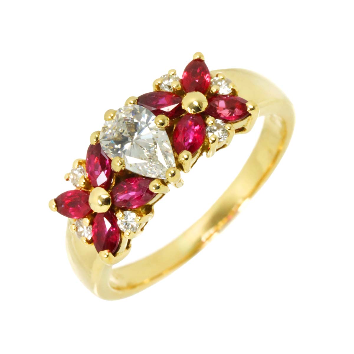 Ruby 1.07ct Diamond 0.70ct Ring 18K YG Size7.5(US)
