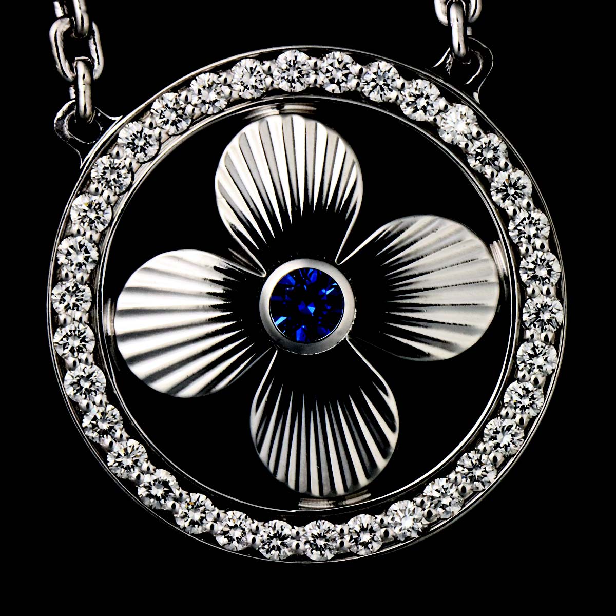 Pendentif Sapphire Diamond Necklace 18K WG 750
