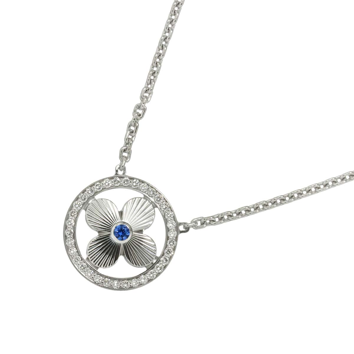 Pendentif Sapphire Diamond Necklace 18K WG 750