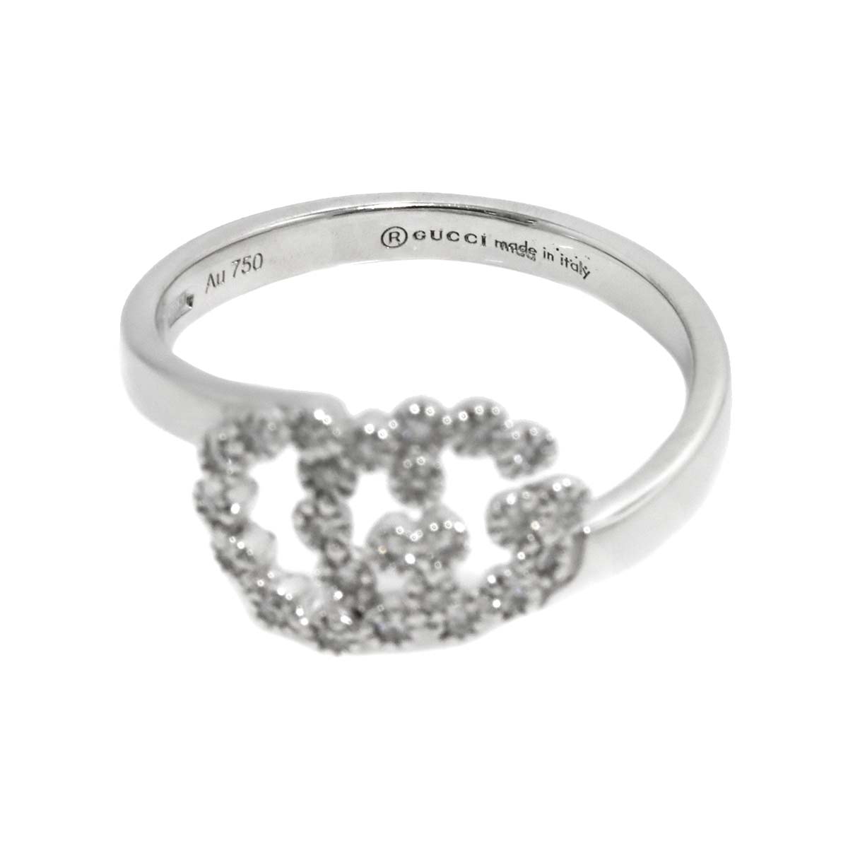 GG Logo Ring Diamond 18K K18 WG 750 size7 4(US)