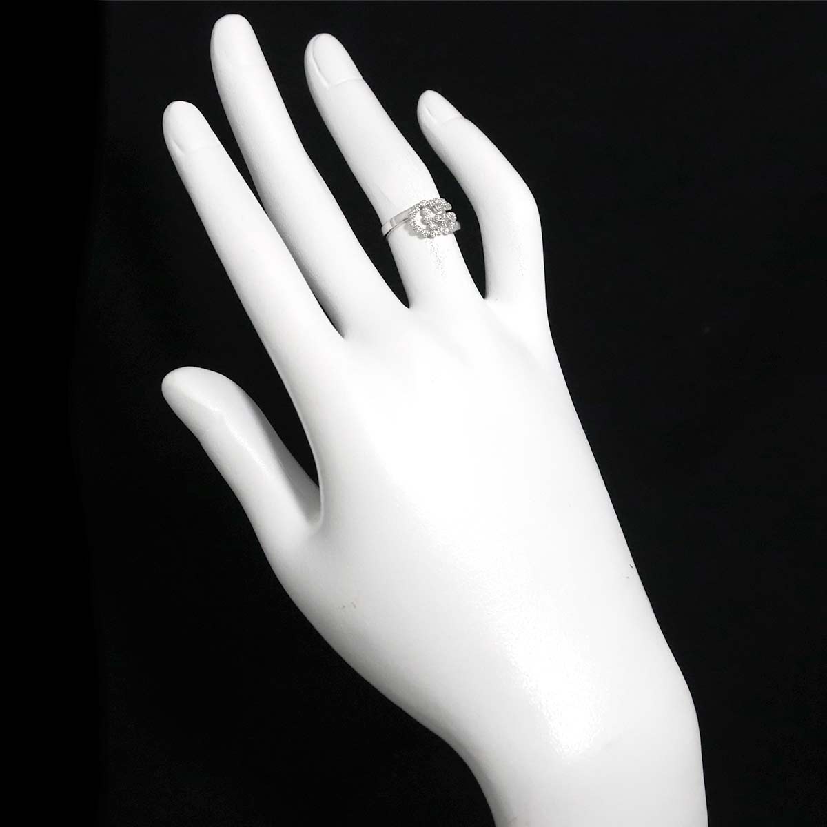 GG Logo Ring Diamond 18K K18 WG 750 size7 4(US)
