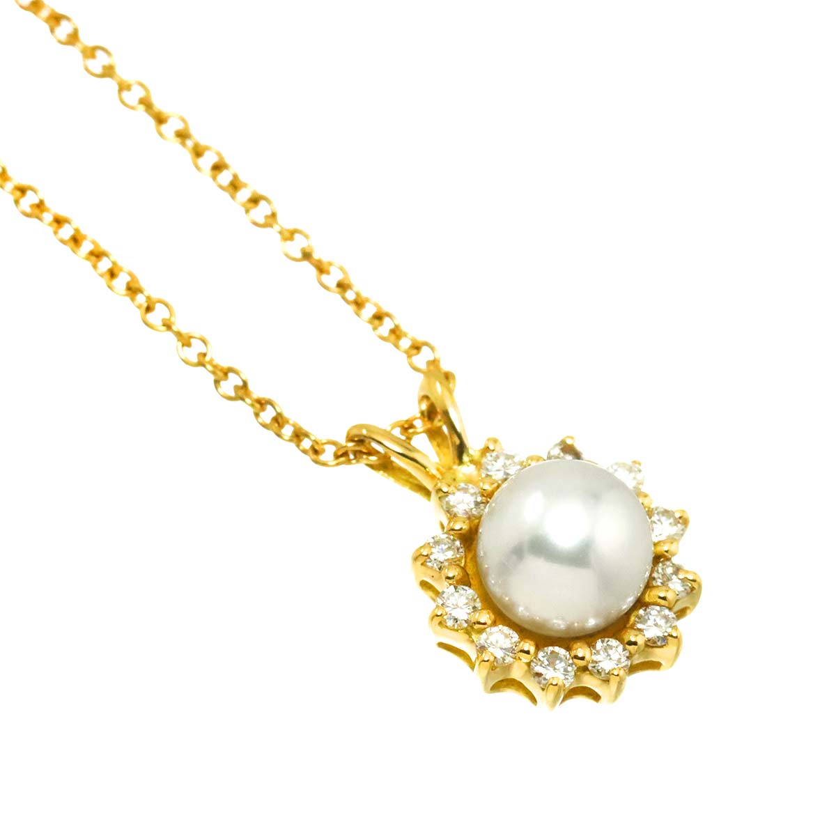 Akoya pearl 5.5mm Diamond Necklace 18K YG 750