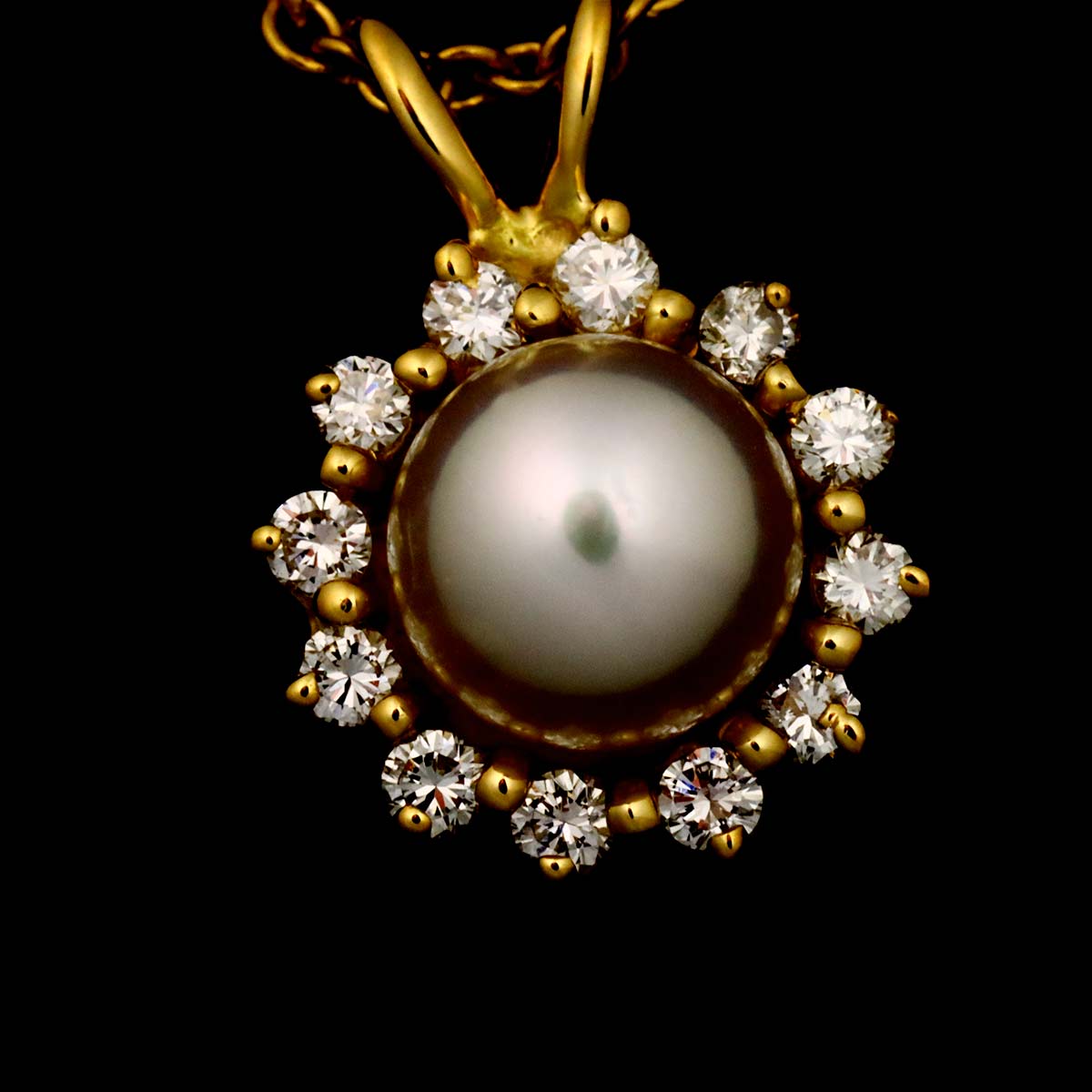 Akoya pearl 5.5mm Diamond Necklace 18K YG 750