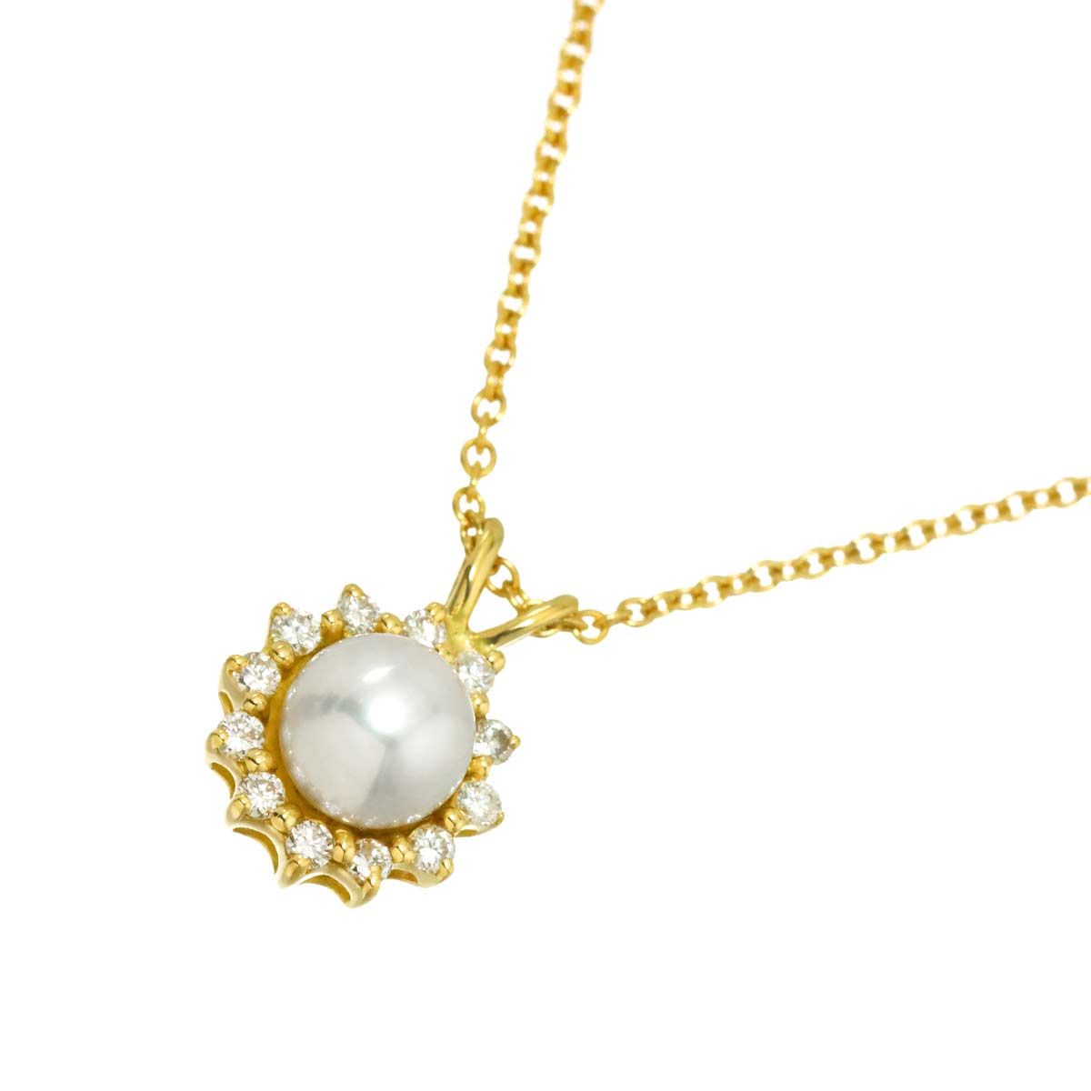 Akoya pearl 5.5mm Diamond Necklace 18K YG 750