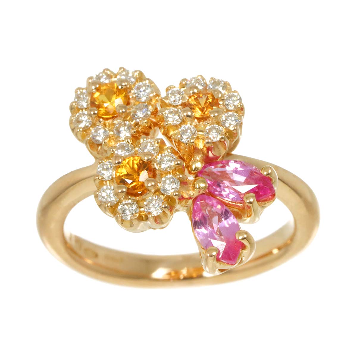 Sapphire Diamond 0.84ct Ring 18K PG 750 Size:5.75-6(US)