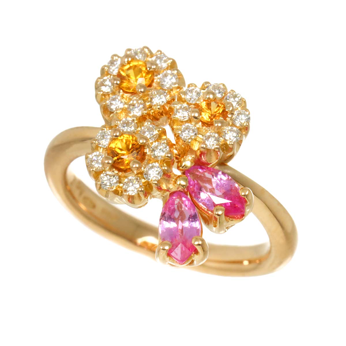 Sapphire Diamond 0.84ct Ring 18K PG 750 Size:5.75-6(US)