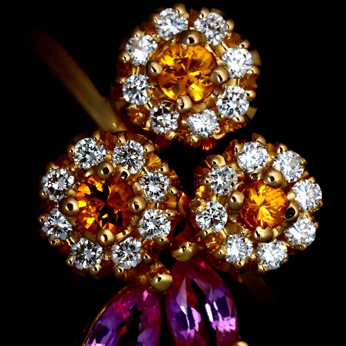 Sapphire Diamond 0.84ct Ring 18K PG 750 Size:5.75-6(US)