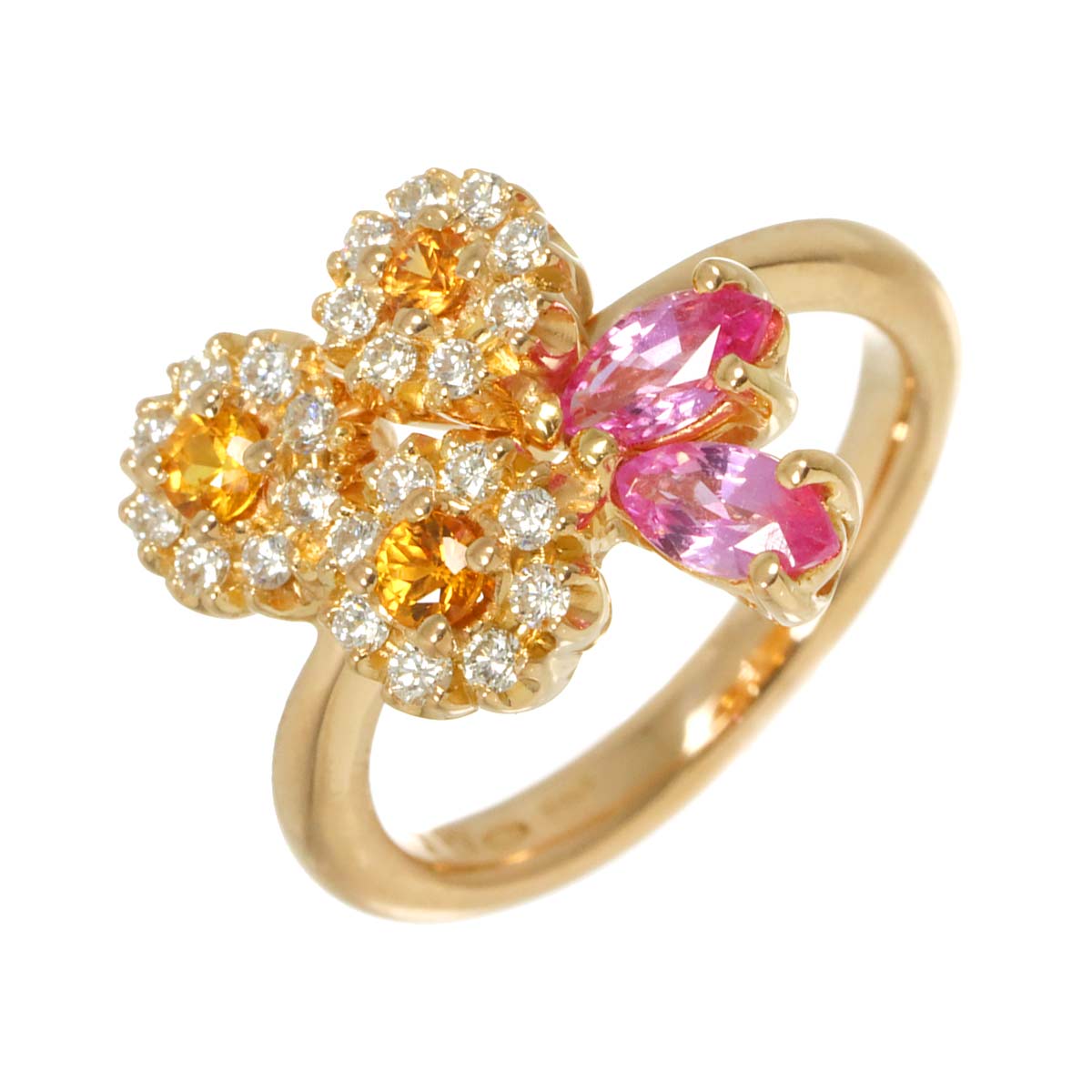 Sapphire Diamond 0.84ct Ring 18K PG 750 Size:5.75-6(US)