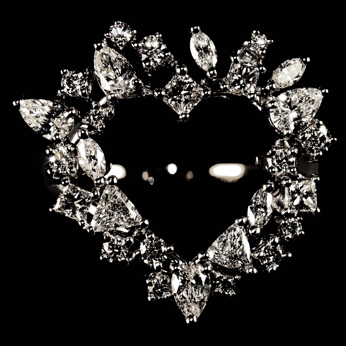 Hearts afire Diamond 0.90ct Ring 18K WG 750 Size6.25-6.5(US)