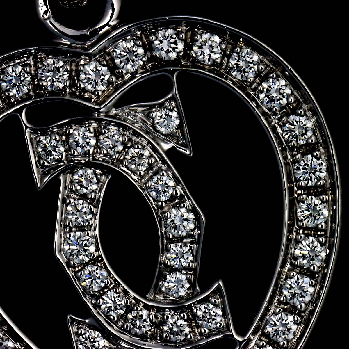 2C Heart Diamond Pendant Top Charm 18K White Gold 750