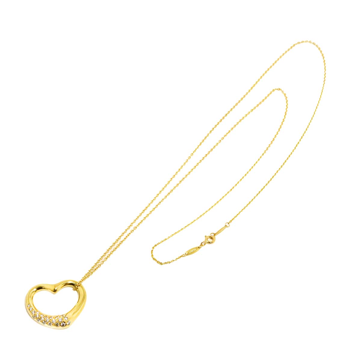 Open Heart Diamond Necklace 18K Yellow Gold 750