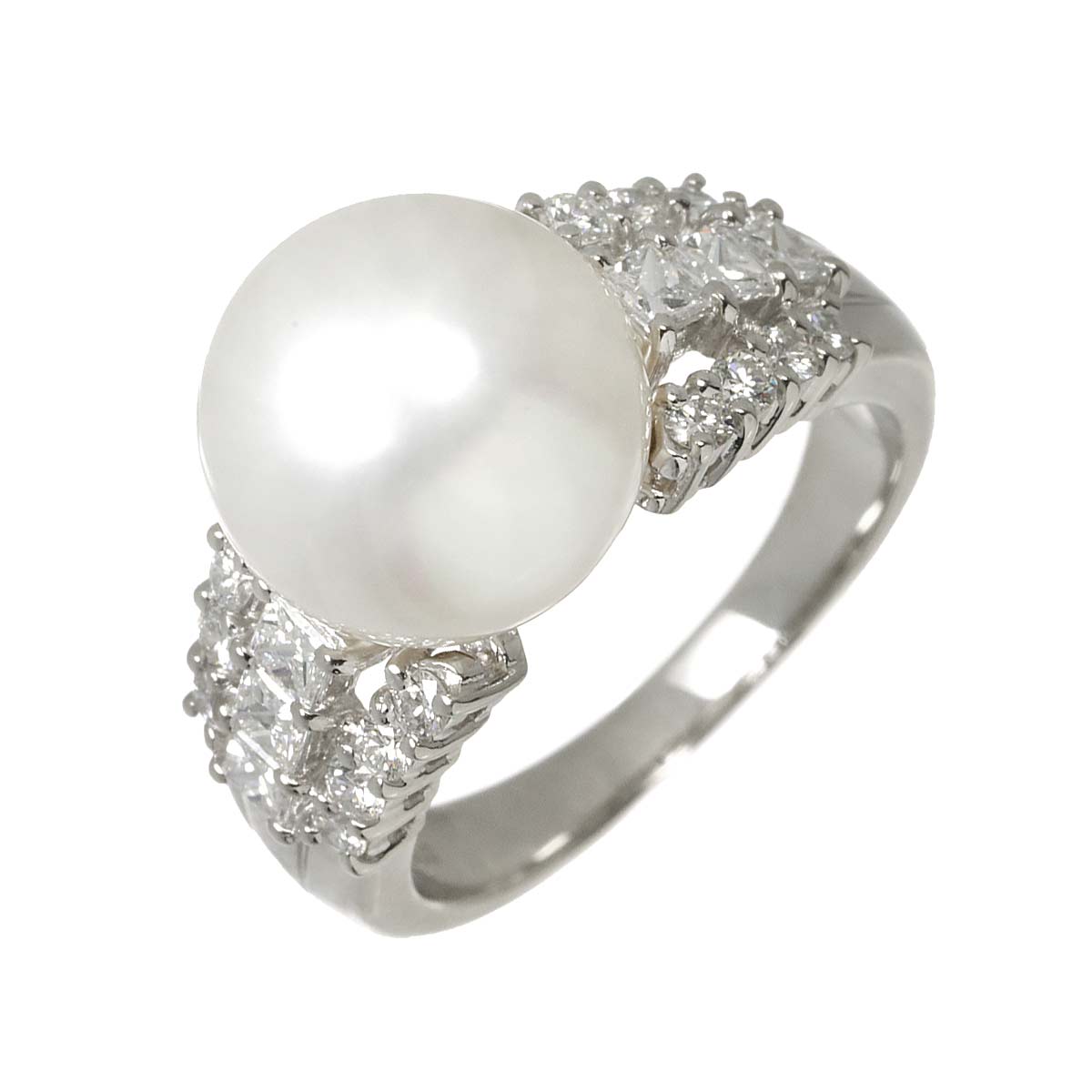 South Sea pearl 11.1mm Diamond 0.72ct Ring Pt size6.25-6.5(US)