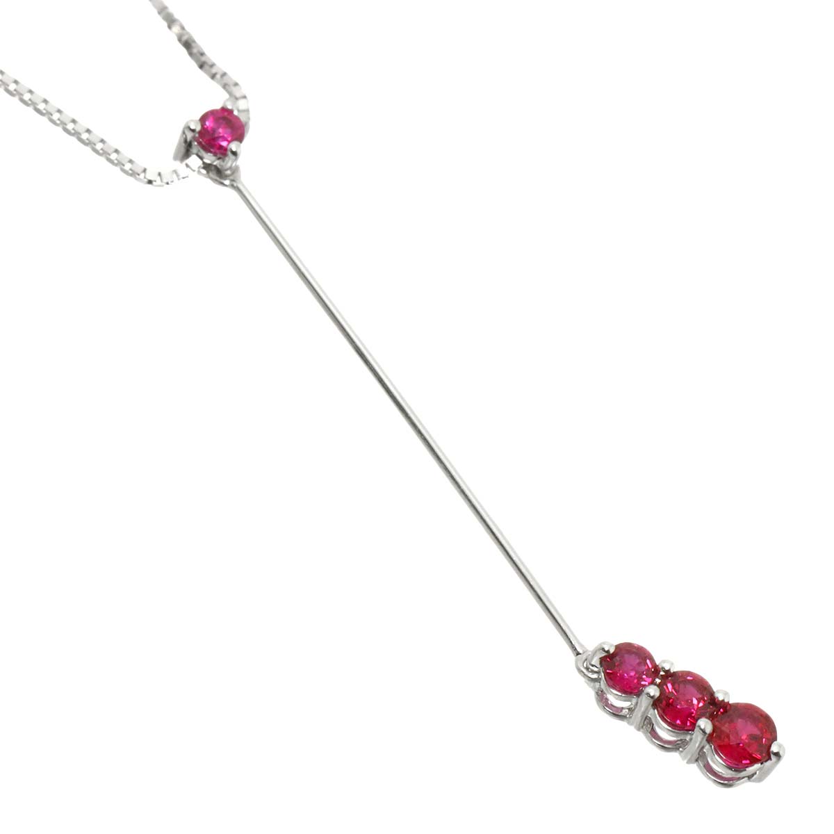 Ruby Diamond Necklace 18K WG 750