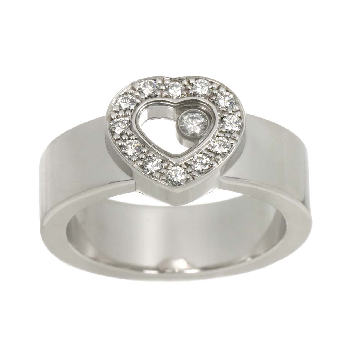 Happy Diamond Heart Ring 18K White Gold 750 Size5.5-5.75(US)