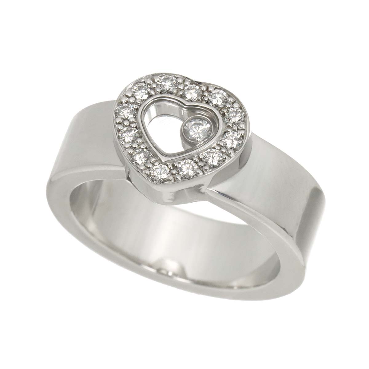 Happy Diamond Heart Ring 18K White Gold 750 Size5.5-5.75(US)