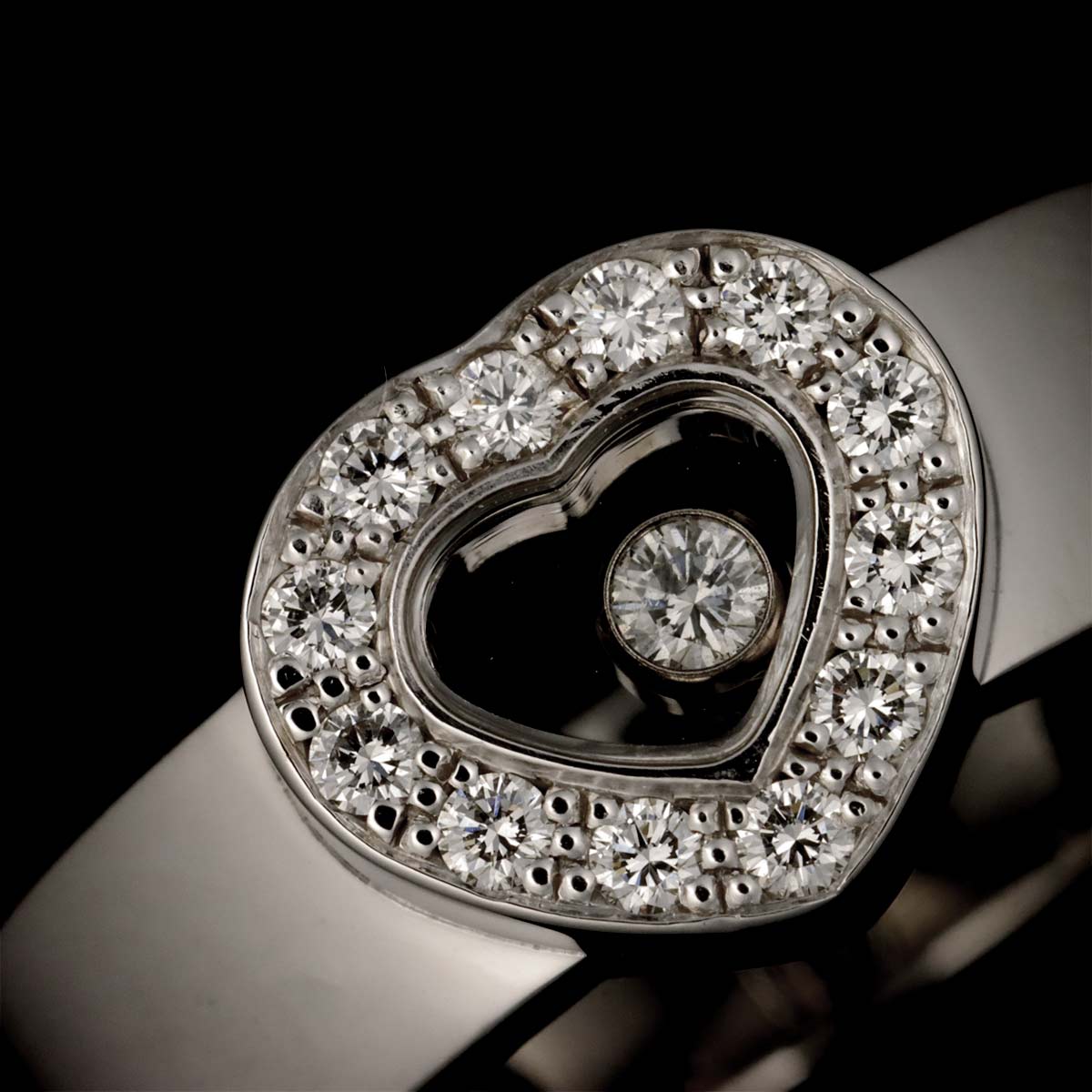 Happy Diamond Heart Ring 18K White Gold 750 Size5.5-5.75(US)