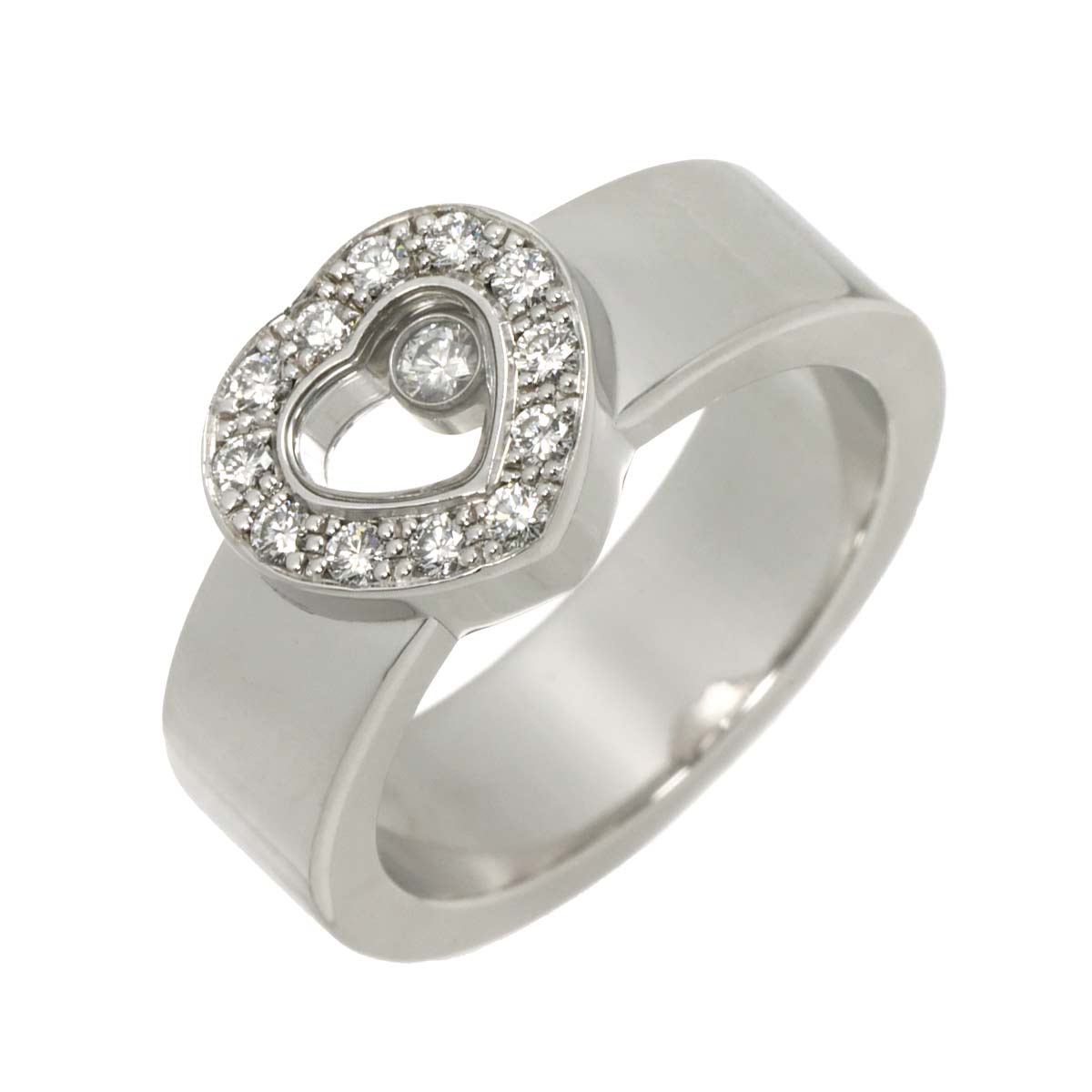 Happy Diamond Heart Ring 18K White Gold 750 Size5.5-5.75(US)
