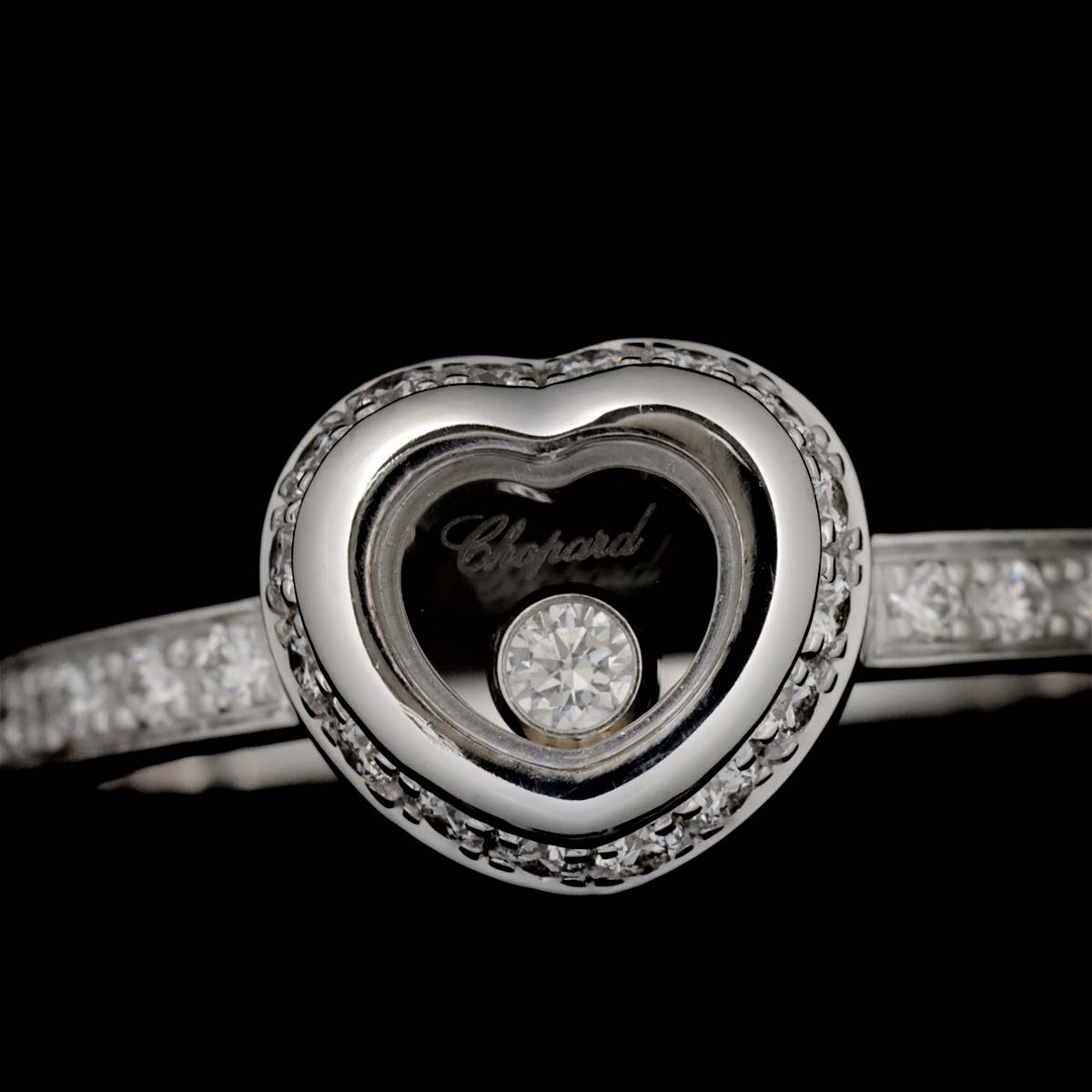 Happy Diamond Heart Ring 18K White Gold 750 Size4-4.5(US)