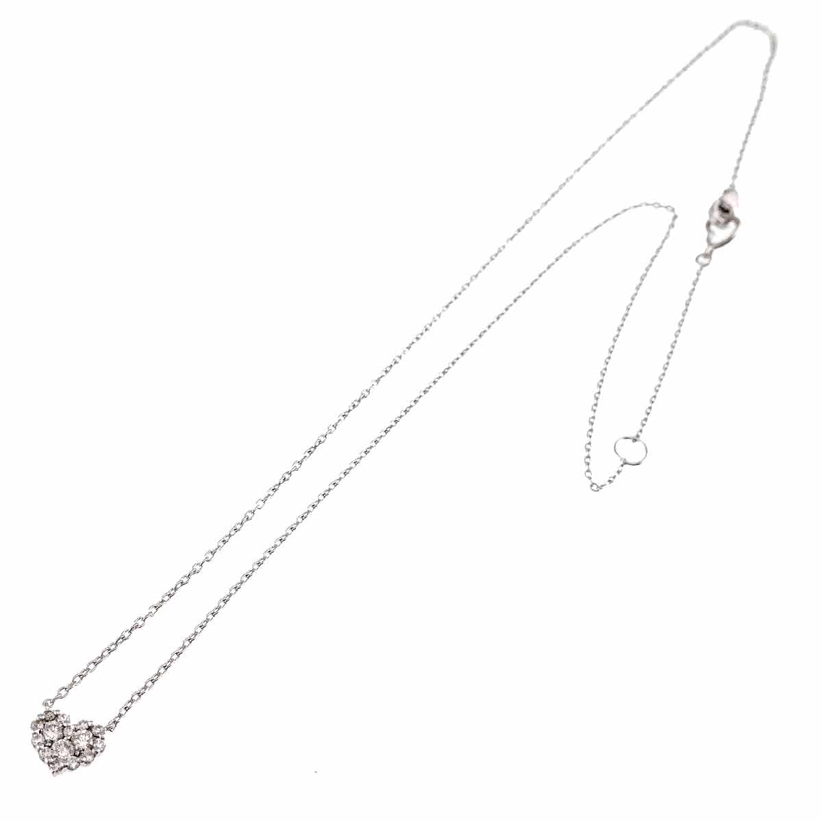 Heart Motif Diamond 0.20ct Necklace 18K White Gold 750