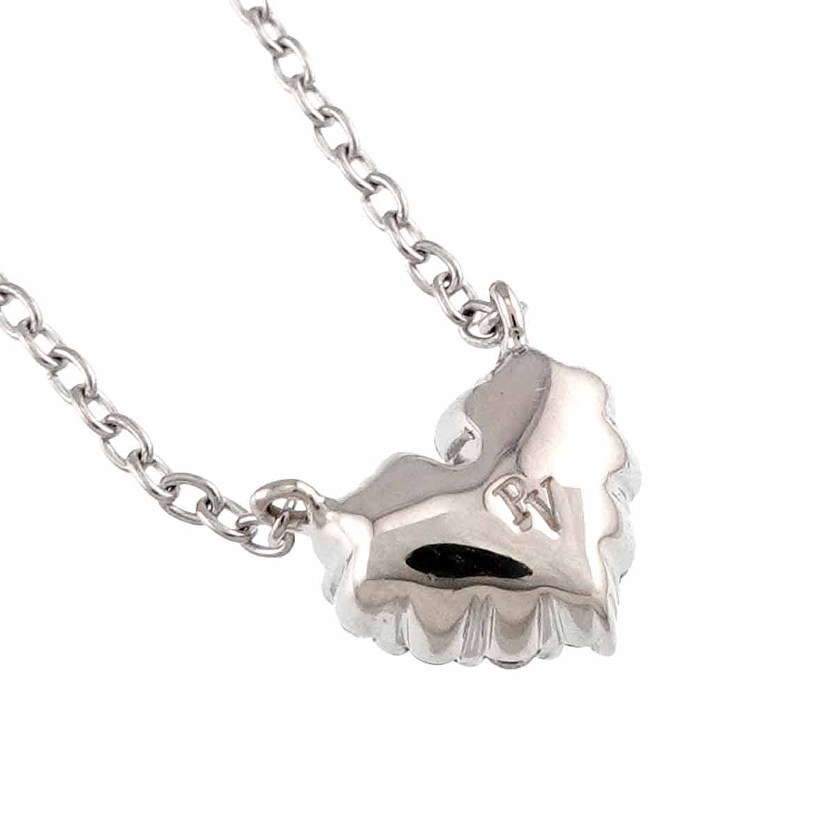 Heart Motif Diamond 0.20ct Necklace 18K White Gold 750