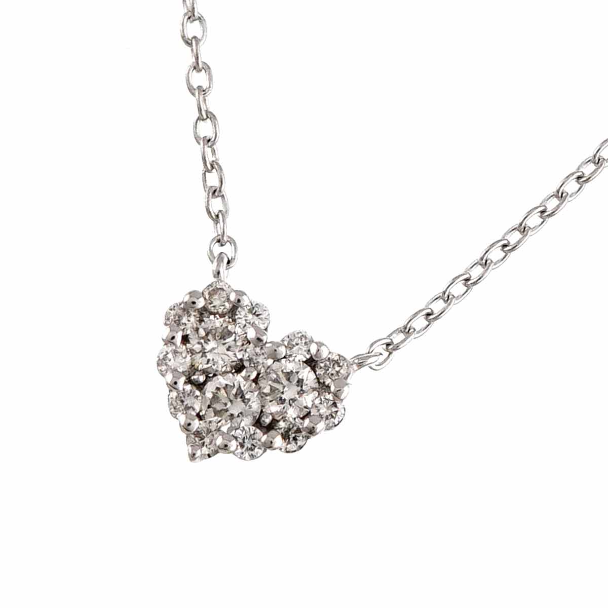 Heart Motif Diamond 0.20ct Necklace 18K White Gold 750