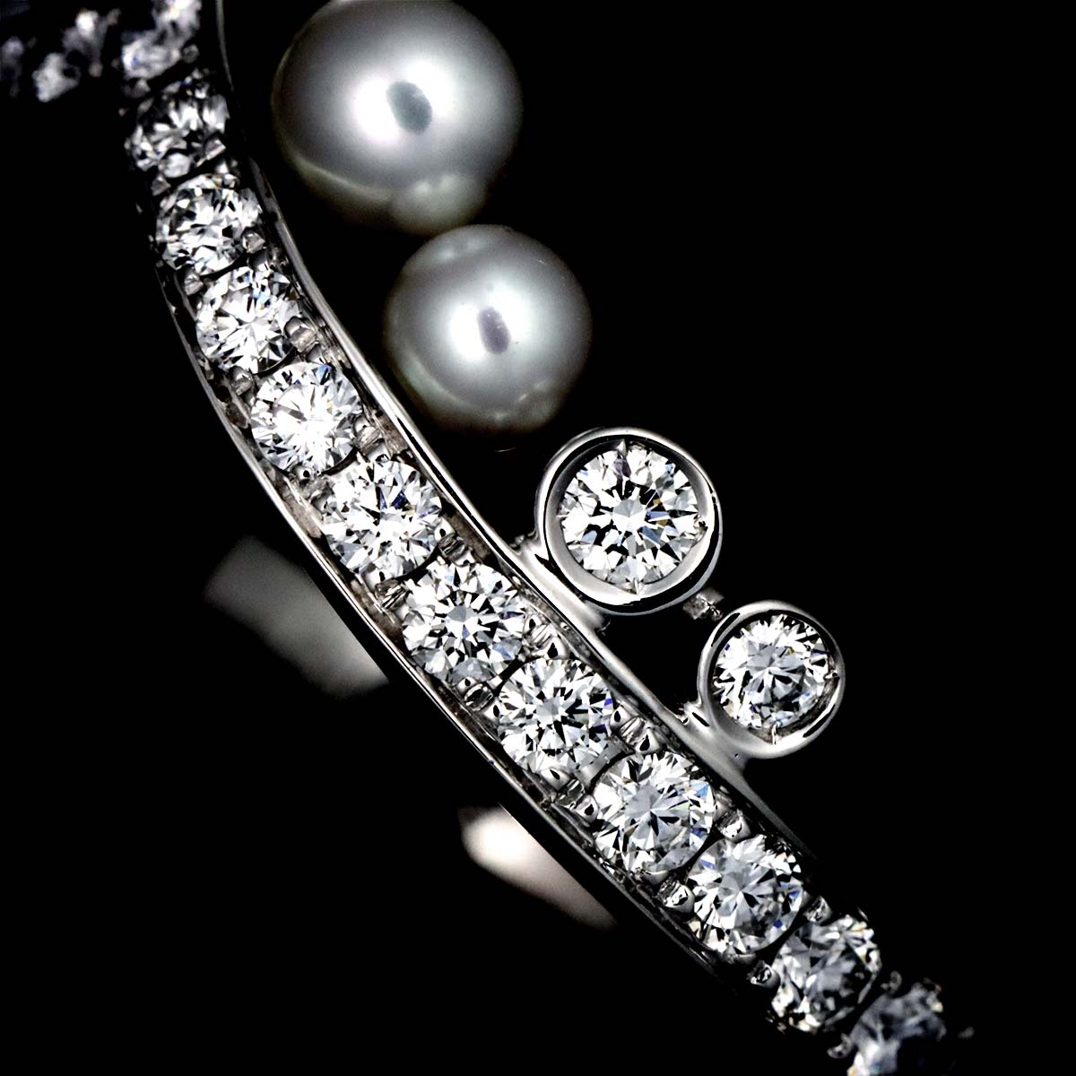 Josephine Ring Akoya Pearl Diamond 18K WG 750 Size6.5-6.75(US)