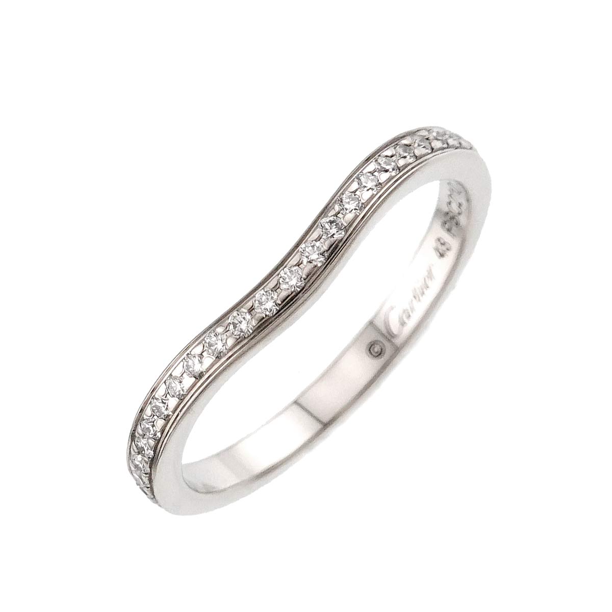Ballerine Half Diamond Ring Pt Pt size48 4.5(US)