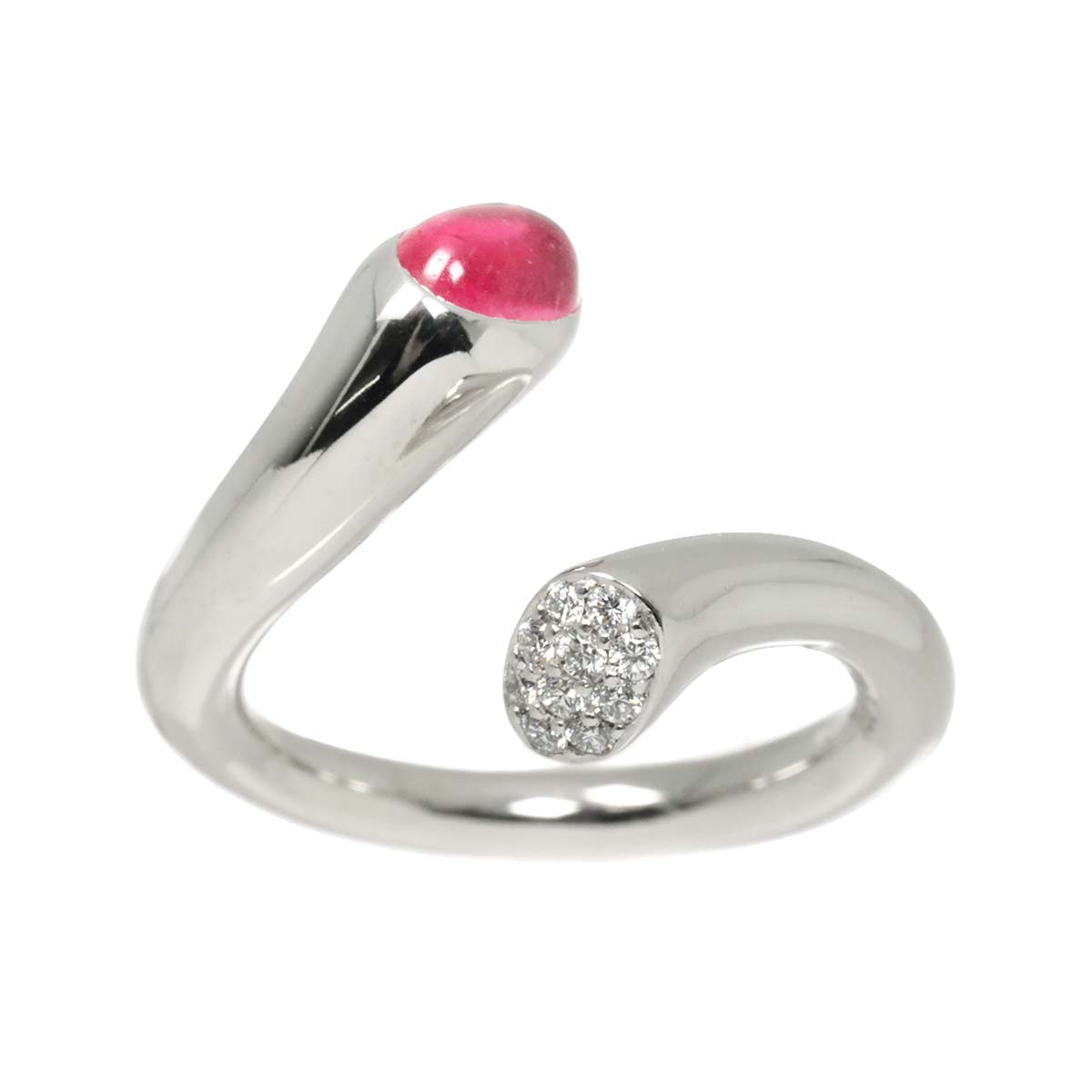 Tourmaline 1.263ct Diamond Ring 18K WG size6.25-6.5(US)