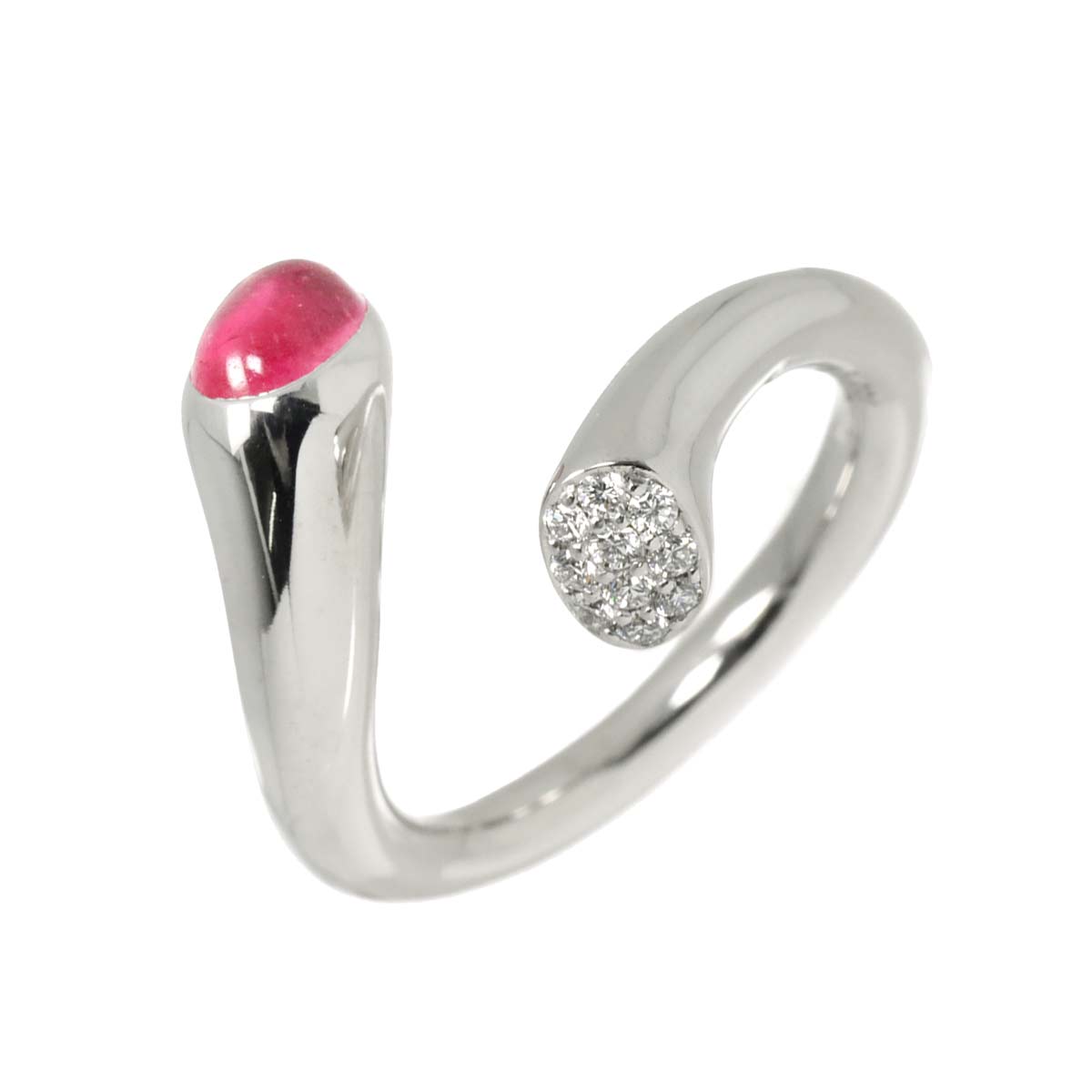 Tourmaline 1.263ct Diamond Ring 18K WG size6.25-6.5(US)