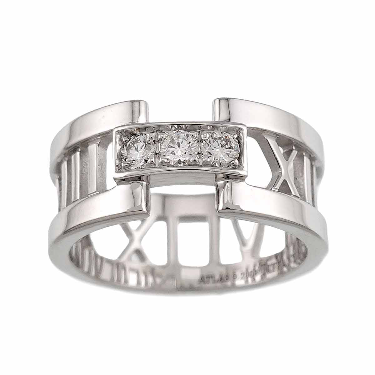 Atlas Diamond Ring 18K White Gold 750 size6.25-6.5(US)