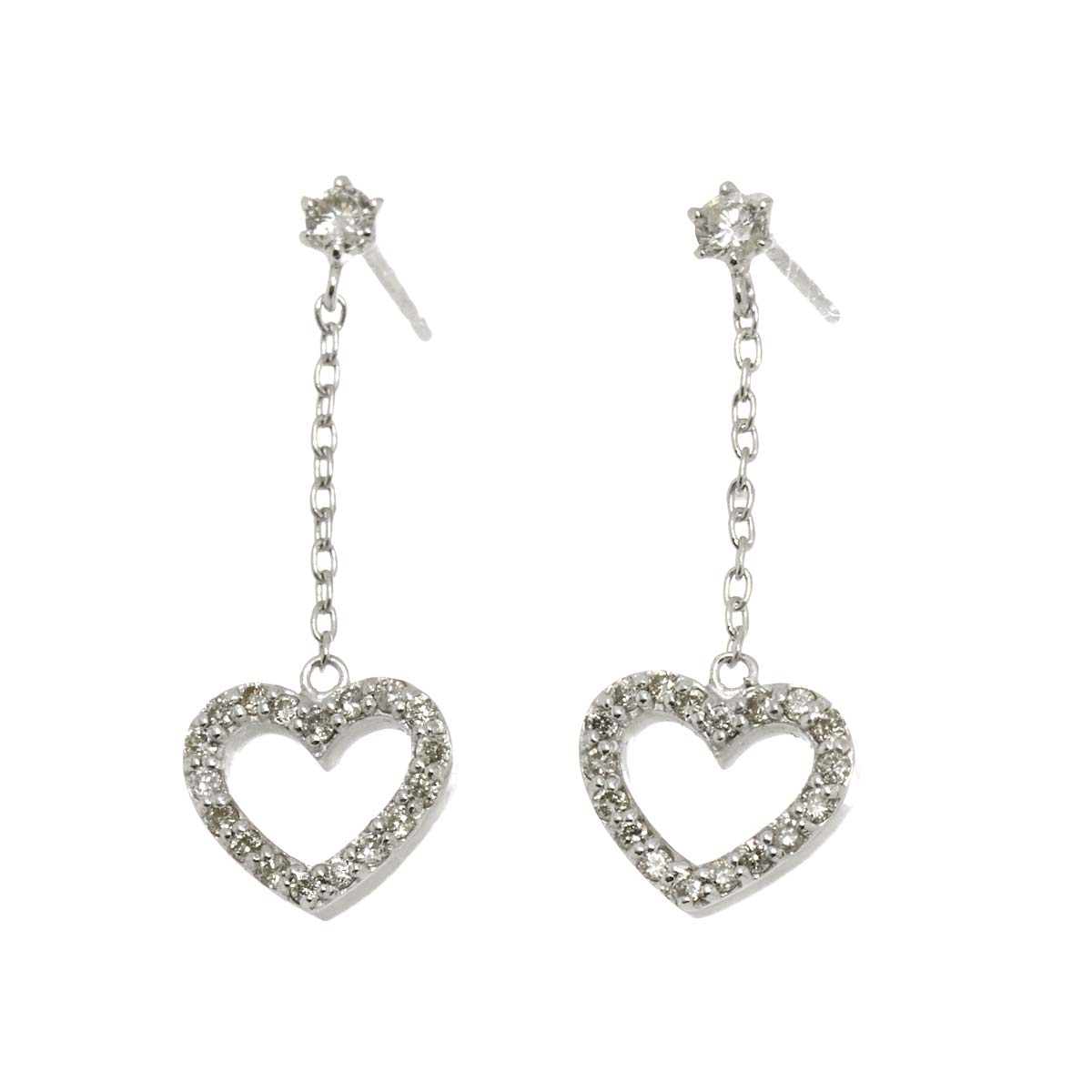 Diamond 0.15ct/0.15ct Earrings Pierced 18K K18 WG 750