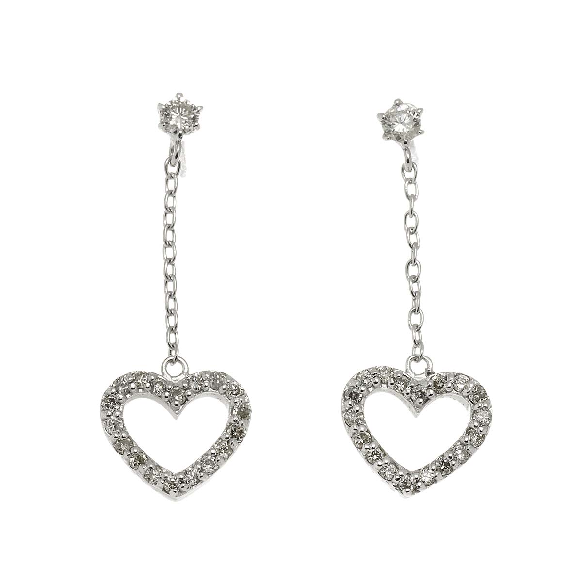 Diamond 0.15ct/0.15ct Earrings Pierced 18K K18 WG 750