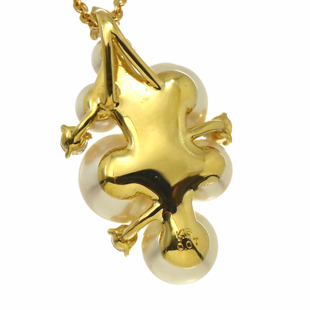 Akoya Pearl 5.8-3.0mm Diamond 0.07ct Necklace 18K K18 YG 750