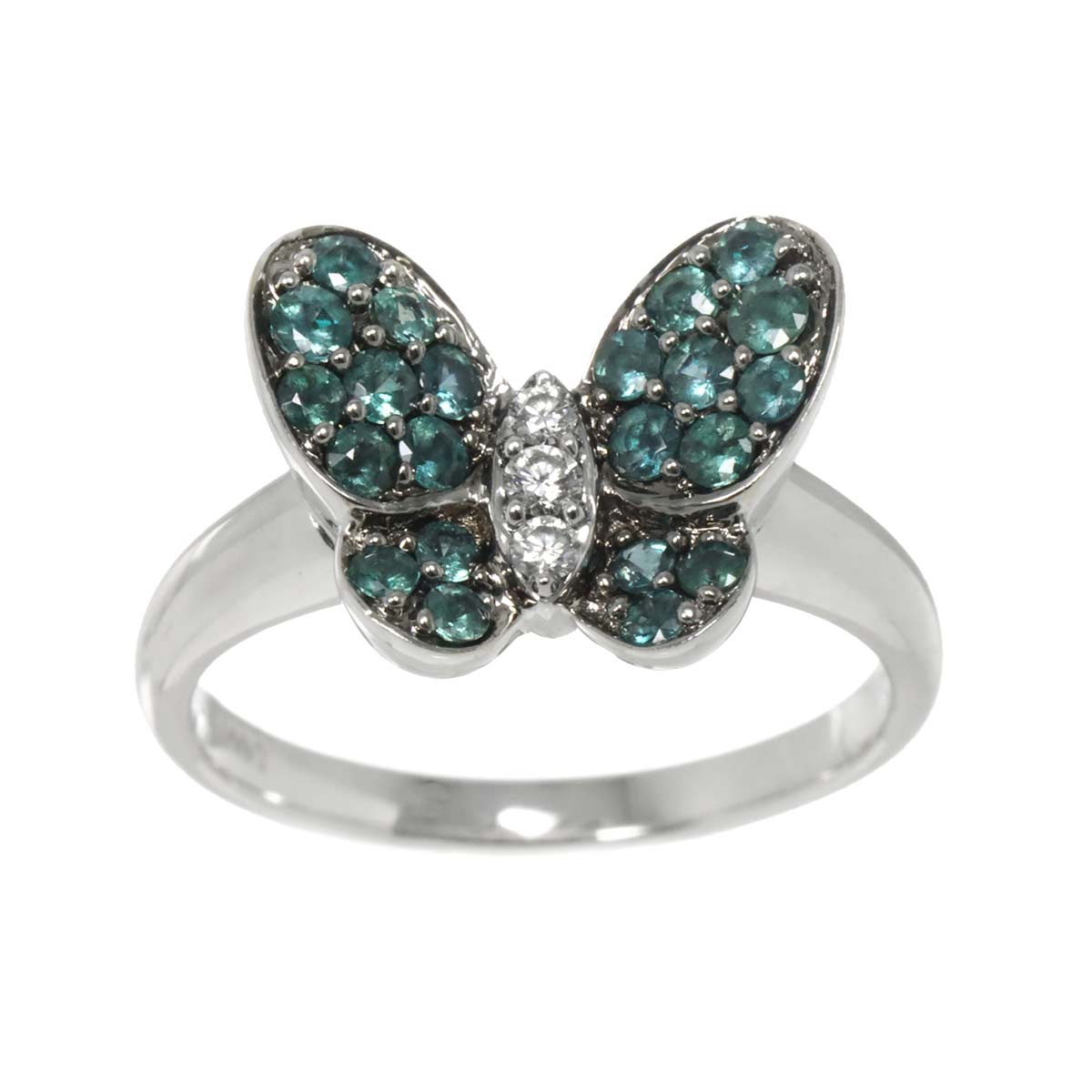 Alexandrite 0.60ct Diamond 0.06ct Ring 18K K18 WG White Gold size6(US)