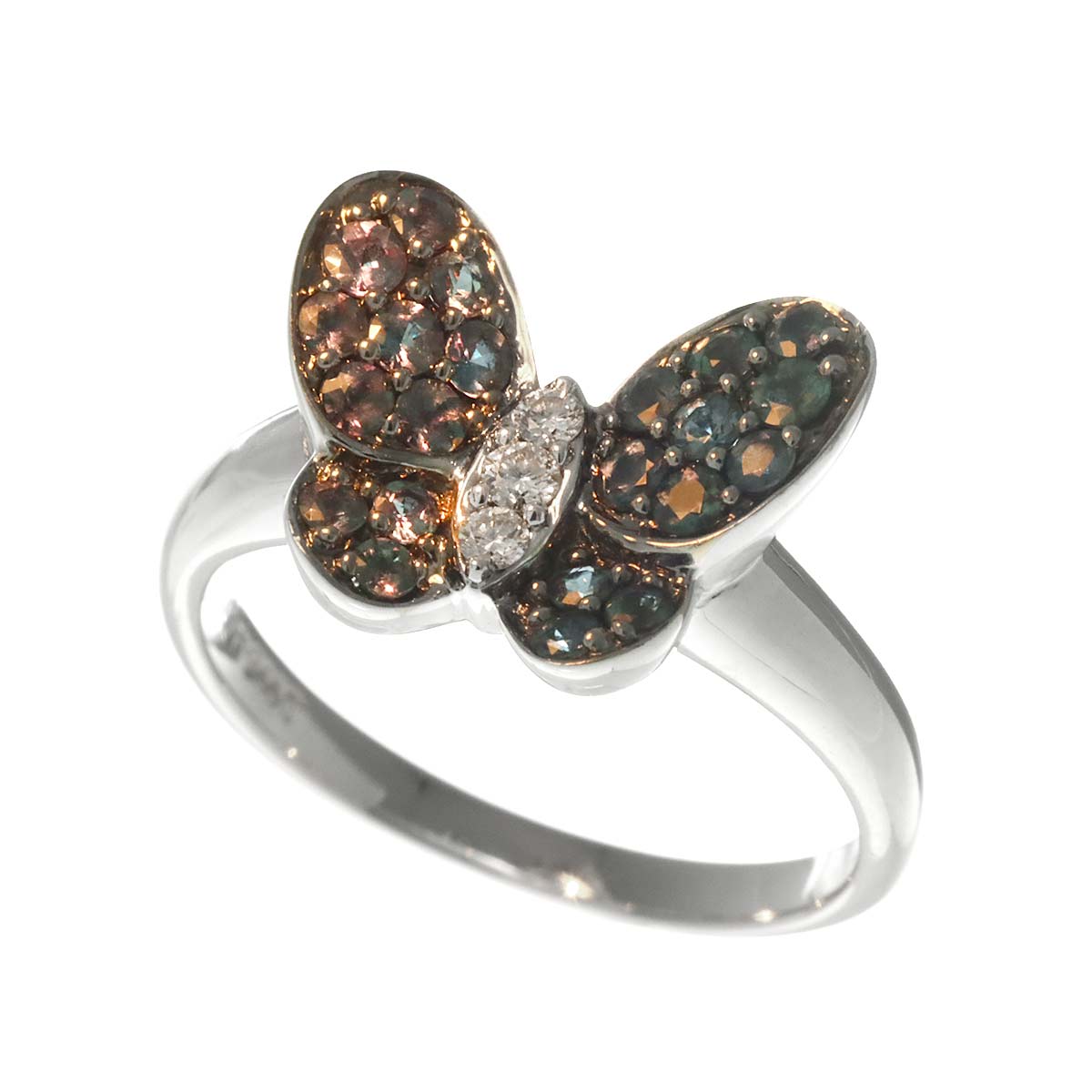 Alexandrite 0.60ct Diamond 0.06ct Ring 18K K18 WG White Gold size6(US)