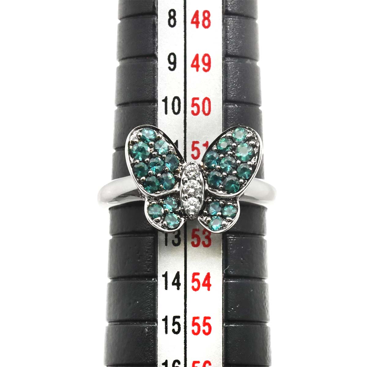 Alexandrite 0.60ct Diamond 0.06ct Ring 18K K18 WG White Gold size6(US)